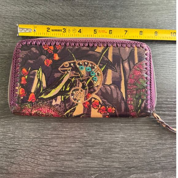 Sak Roots Embroidered Lizard Wallet Multi Color Many Card Slots And Compartments - Picture 4 of 9